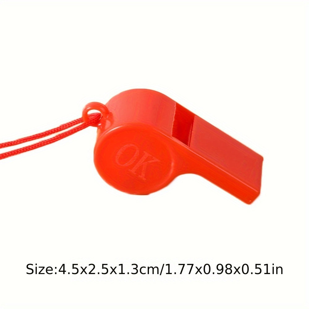 20pcs Mini Plastic Whistles With Rope Football Soccer Rugby Cheerleading Whistle