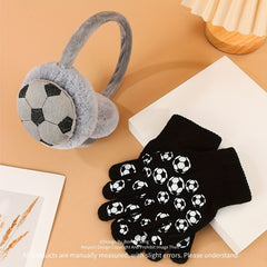 Winter Sports Acrylic Earmuffs & Gloves Set Hand Wash Stretch Fit Ear Warmers