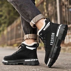Men's Plush Lined Ankle Boots Non Slip Lace Up Shoes