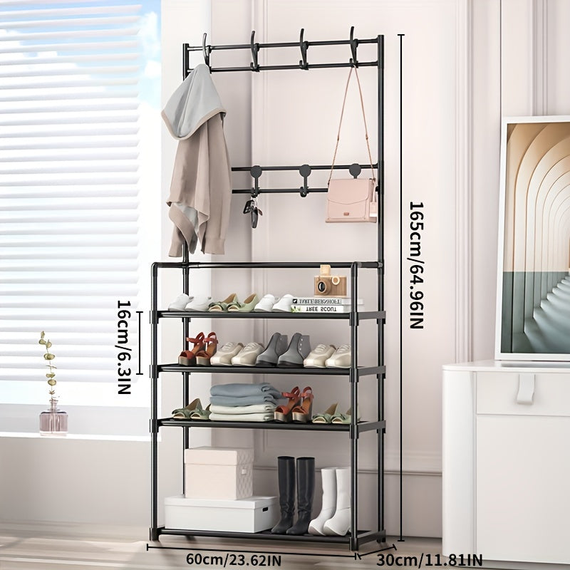 Metal Shoe Rack Coat Rack Entryway Storage Cabinet