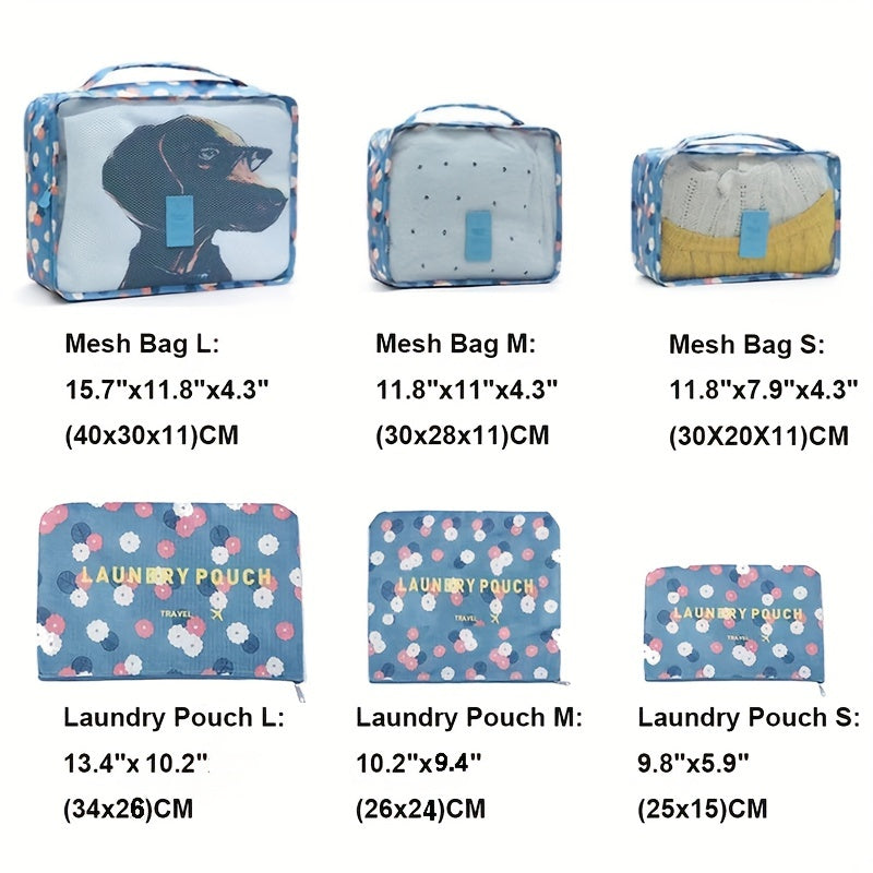 6pcs Lightweight Packing Cubes Set for Suitcase Clothing Underwear Shoes Storage