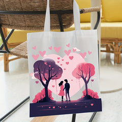 Love Pattern Tote Bag Casual Canvas Shoulder Bag for Fitness Daily Use