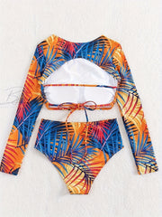 Tropical Print Tankini Set Women's Swimsuit