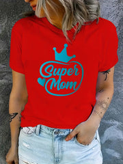 Mom Letter Graphic Crew Casual Sports T-Shirt