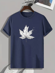 Mapel Leaf Print Men's Comfy T-shirt for Outdoor Summer