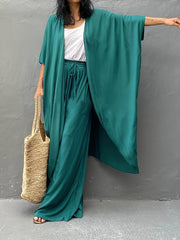 Plain Half Sleeve Stretch Cover Up Robe