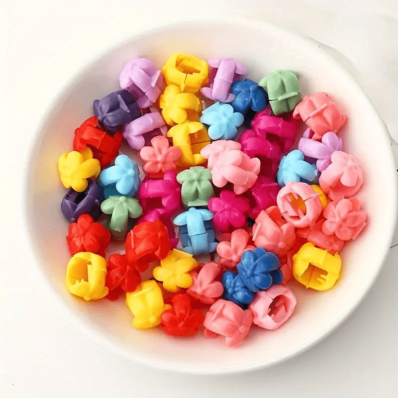 100pcs Girls Mini Colorful Hair Claw Clips Beads Clip Plastic Hair Accessories