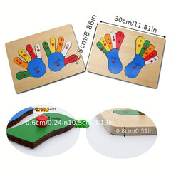 Kids Palm and Foot Wooden Puzzle Board Toy
