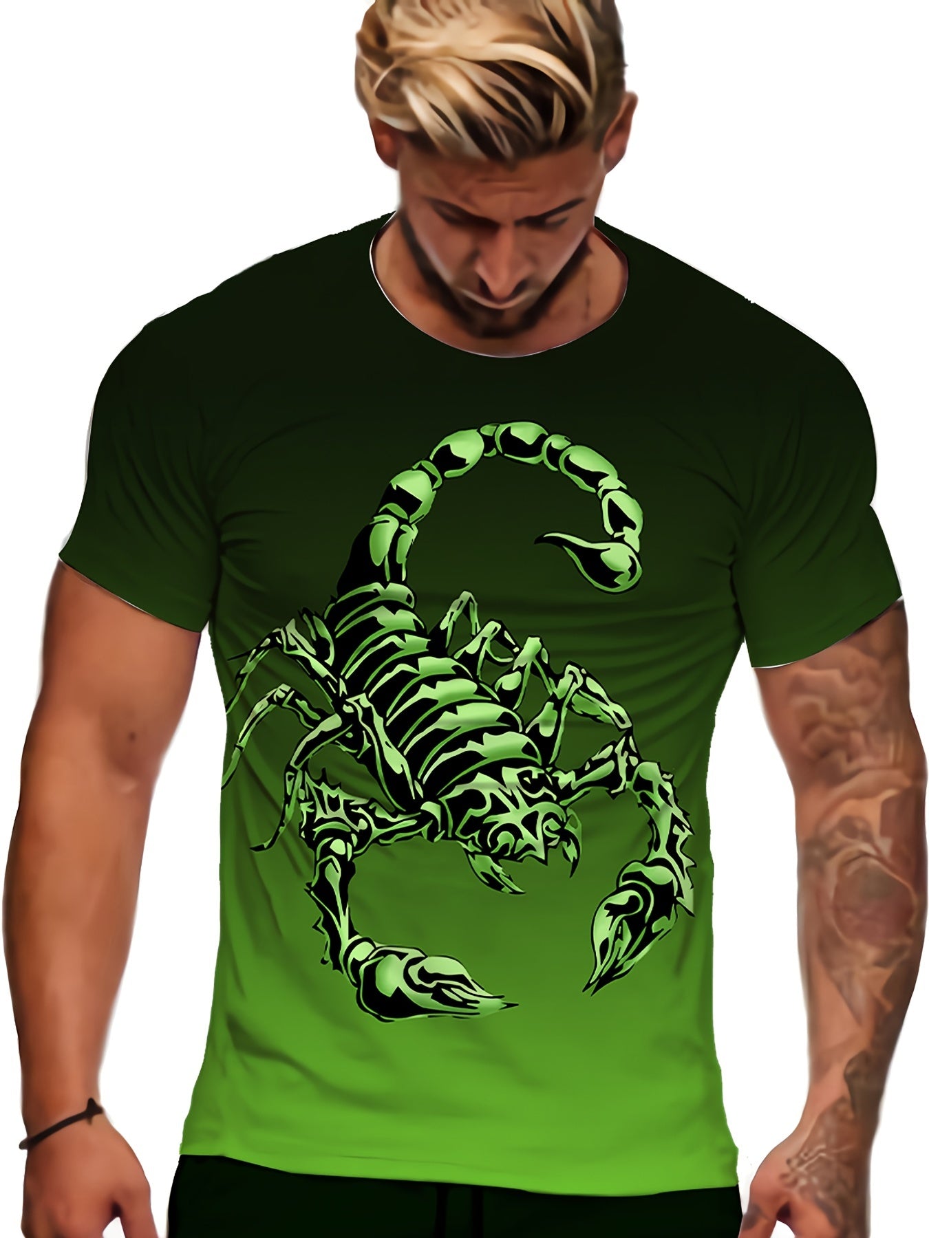 Men's 3D Scorpion Graphic T-shirt Active Stretch Novel Tee