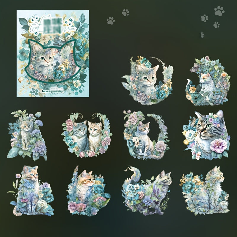 Retro Cat Waterproof Diary Stickers - 20 Sheets