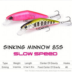 Slow Sinking Minnow Fishing Lure Bionic Wobbler Hard Bait Fishing Gear