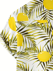 Men's Lemon Print Hawaiian Shirt for Summer Vacation