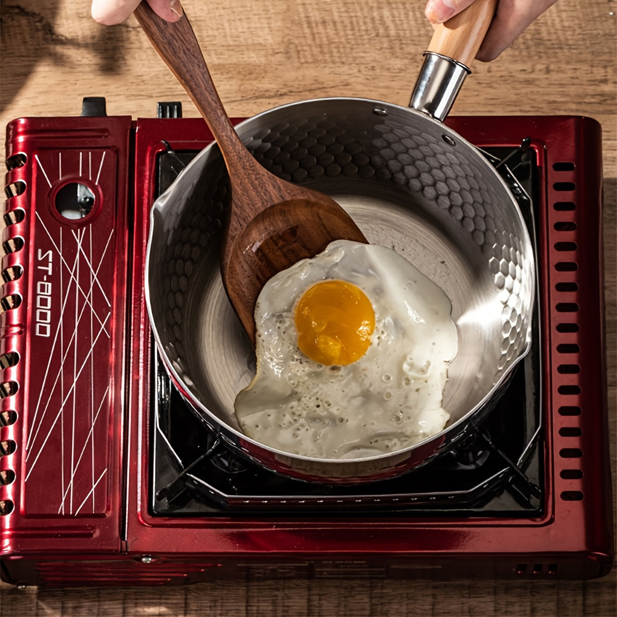 Stainless Steel Milk Pot Pan Wooden Handle for Cooking and Serving