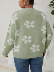 Floral Pattern Sweater Long Sleeve Round Neck Pullover
