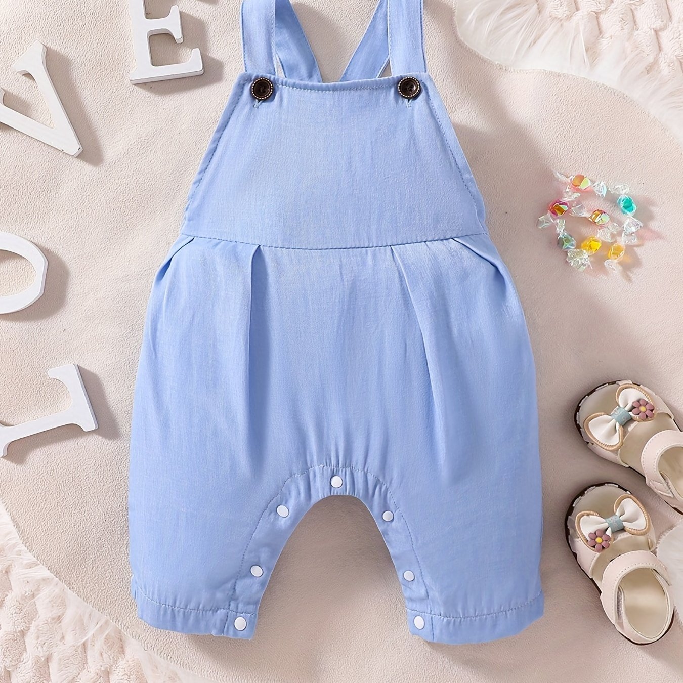 Baby Girls Bib Pants Solid Overall Jumpsuit