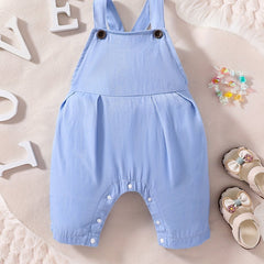 Baby Girls Bib Pants Solid Overall Jumpsuit