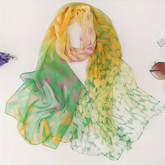 Floral Print Thin Scarf Sunscreen Shawl Silk Head Wraps