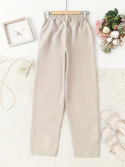 Girls' Straight Leg Casual Pants With Pocket