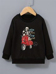 COFFEE BEFORE RIDING Halloween Style Kid's Sweatshirt