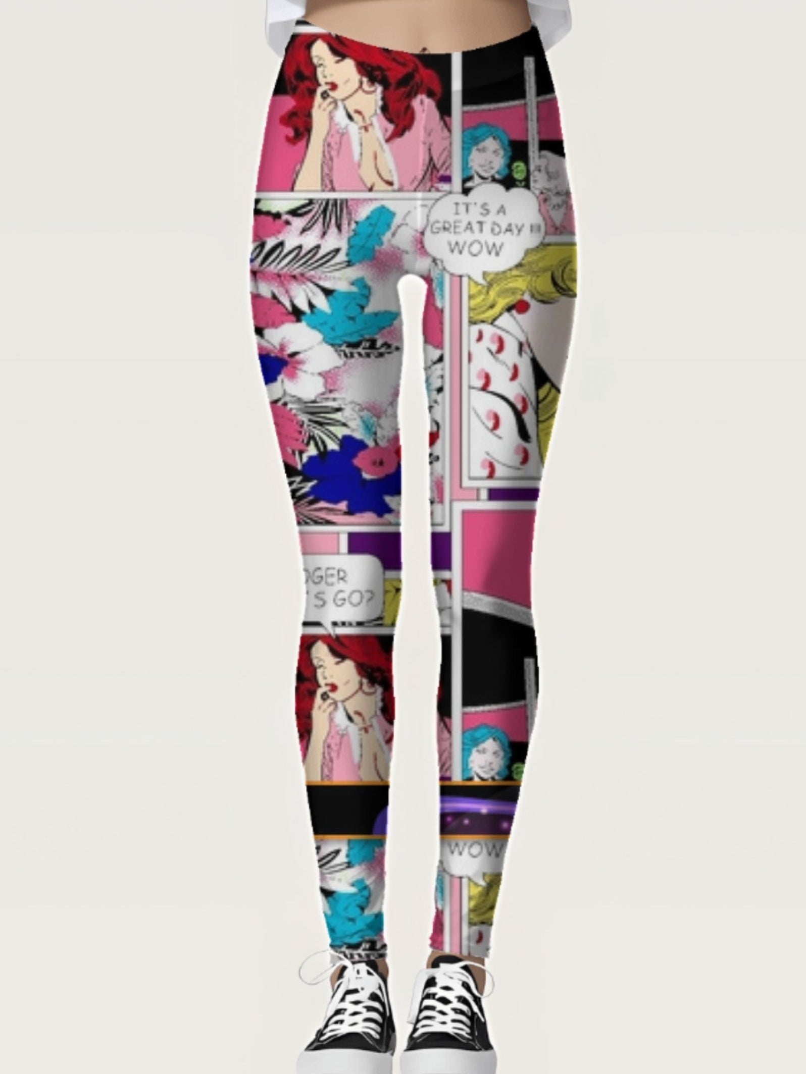 Comic Print Leggings Casual Sporty Skinny Leggings