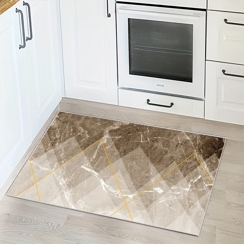 Kitchen Rug Crystal Velvet TPR Bottom Triangle Pattern Non slip Mat