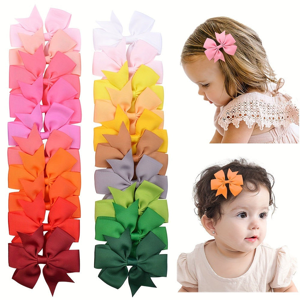 24pcs Baby Girls Bowknot Hair Clips Headwear Party Accessories