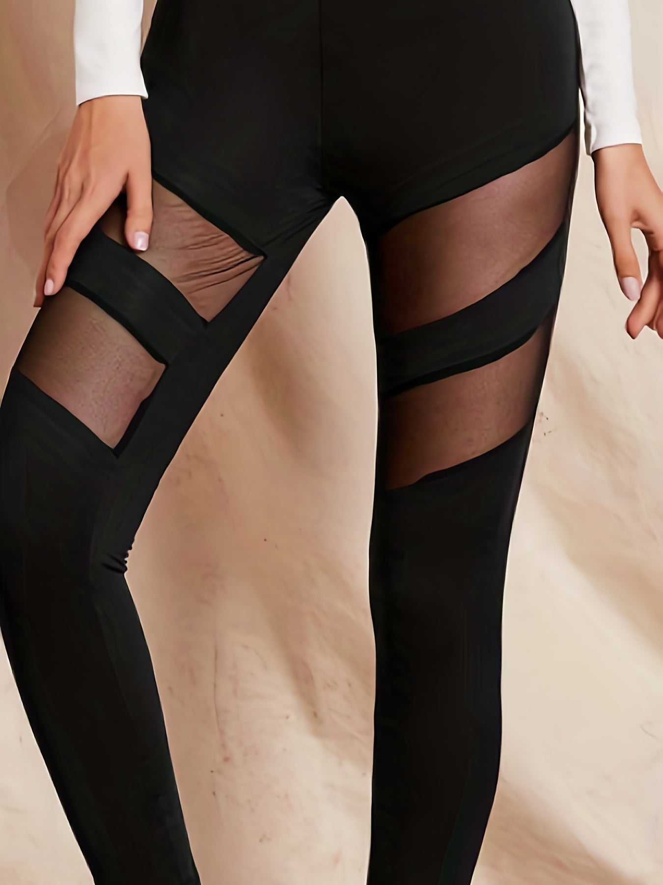 Mesh Stitching Skinny Leggings Casual Lifting Stretchy Leggings