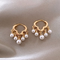 2pcs Girls Cloud Tassel Faux Pearl Fairy Earrings Set