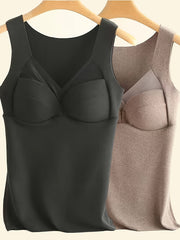 2pcs Mesh Thermal Tops Sleeveless V Neck Women's Lingerie