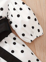 Polka Dot Print Puff Sleeve Dress for Baby Girls