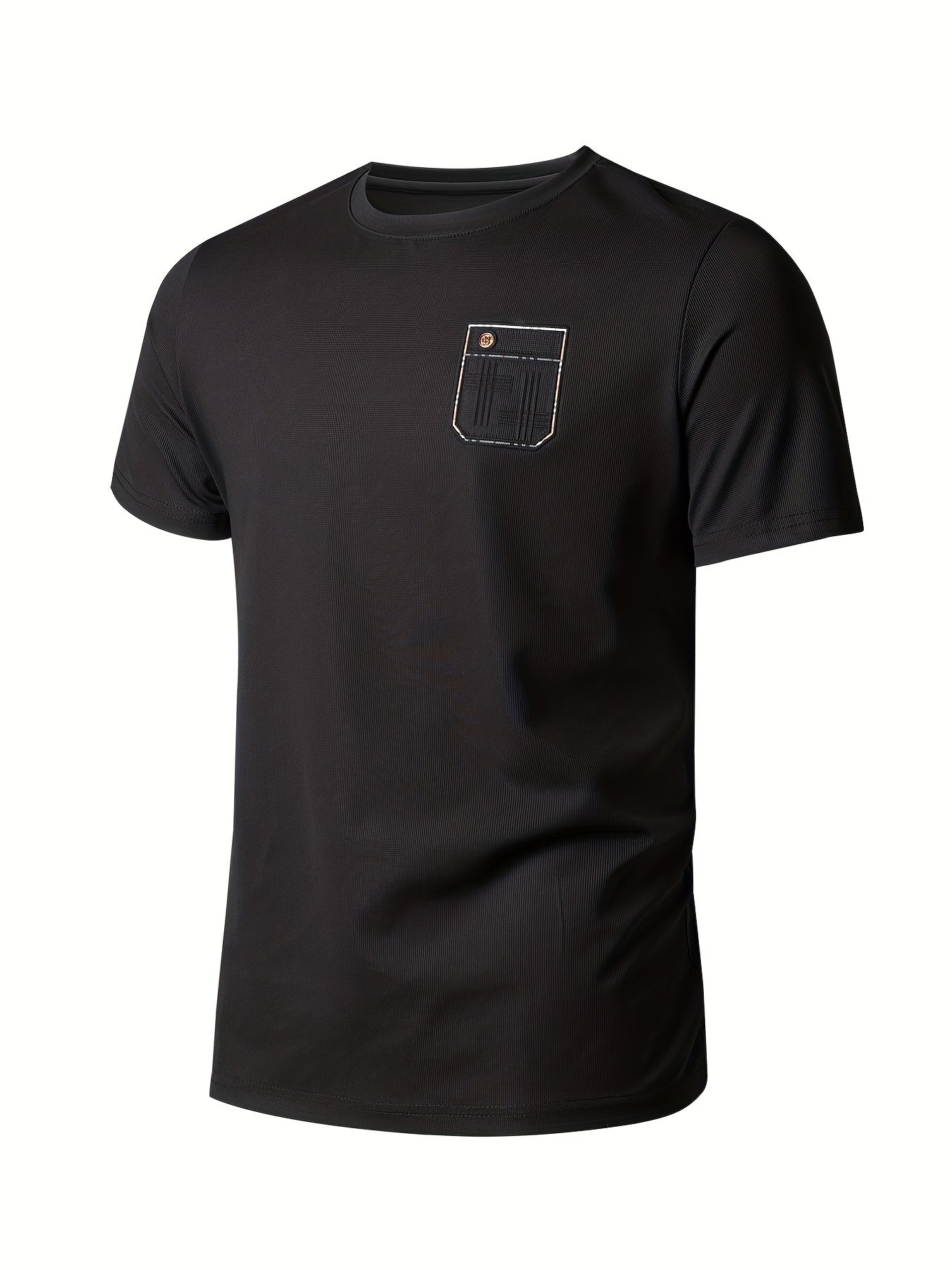 Men's Solid Short Sleeve Crew Neck T-Shirt with Chest Pocket - Fishing
