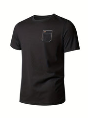 Men's Solid Short Sleeve Crew Neck T-Shirt with Chest Pocket - Fishing