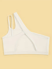 One Shoulder Strap Cami Crop Top Hollow Out Backless