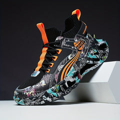 Men's Knit Breathable Running Shoes Lace Up Soft Sole Sneakers