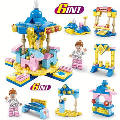 City Garden Carousel Mini Street View Fairy Tale Tree House Building Block Set