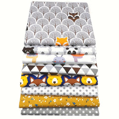 8pcs Jungle Animal Printed Cotton Patchwork DIY Sewing Material