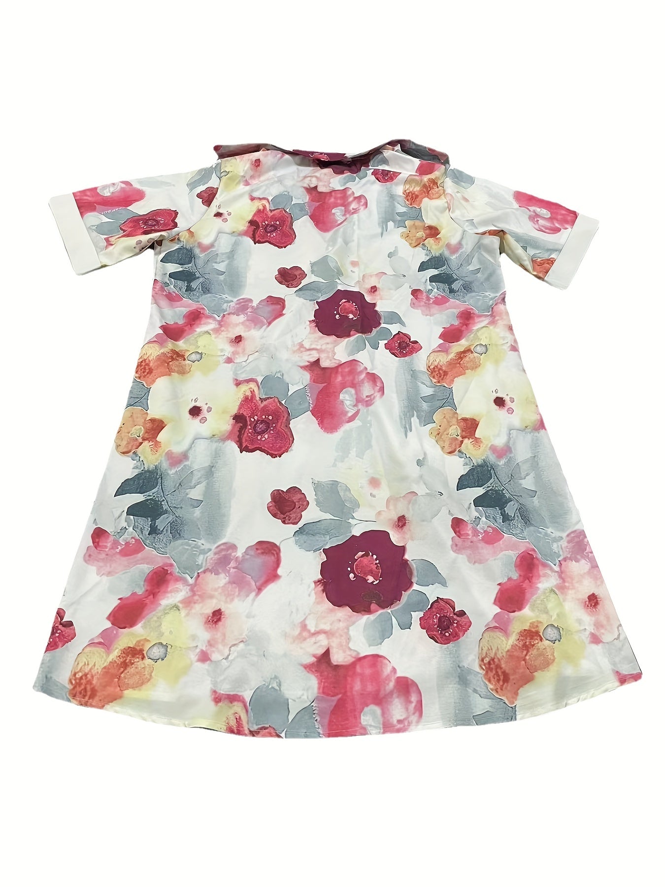 Women's Floral Half Sleeve Polo Neck Blouse