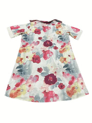 Women's Floral Half Sleeve Polo Neck Blouse