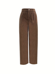 Corduroy Straight Button Front Pants for Women