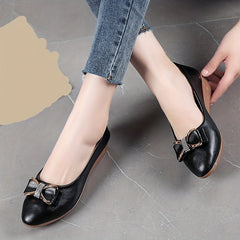 Bowknot Decor Wedge Heel Shoes Casual Point Toe Comfortable Walking Shoes