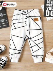 Baby Boy Geometric Print Pants with Leather Patch