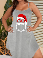 Christmas Sexy Nightdress Women's Plus Santa Claus Print Round Neck