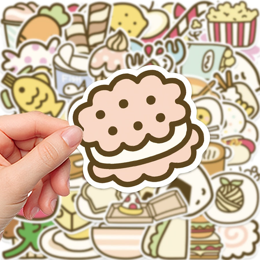 50pcs Cartoon Food Doodle Waterproof Stickers DIY Creative Toys