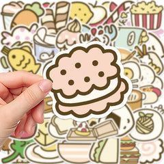 50pcs Cartoon Food Doodle Waterproof Stickers DIY Creative Toys