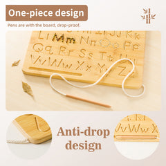 Wooden Alphabet & Number Board for Kids Learning - Grooved Letters and Numbers