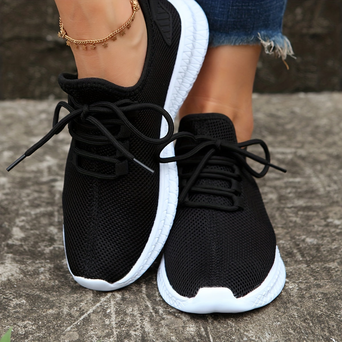 Women's Lace up Breathable Mesh Sneakers Casual Running Shoes