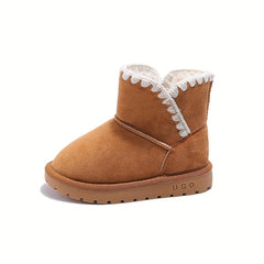 Girl's Warm Snow Boots Cozy Non Slip Ankle Boots Plush Comfy Hiking Shoes