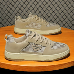 Men's Checkered Lace-up Skate Shoes Breathable with Grip