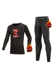 2pcs Kids Compression Fleece Sets Cartoon Long Sleeve Pullover Elastic Waist Pan