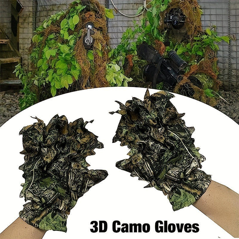 Men's Leaf Camo Gloves 3D Camouflage Outdoor Sports Gloves